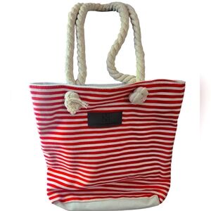 Katherine Karambelas Red Designer Tote Bag with Rope Handles
